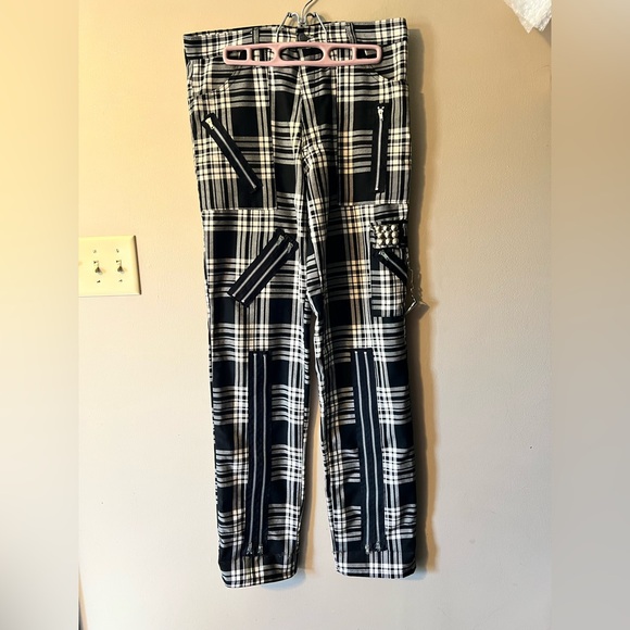 Tiger of London 32”x32” black and white plaid zip bondage pants. - Picture 2 of 10